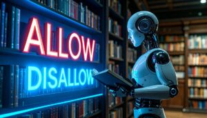 robot di fronte a libreria