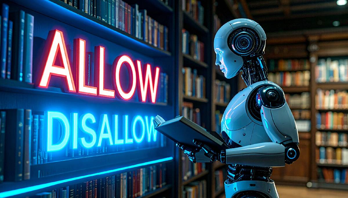 robot di fronte a libreria